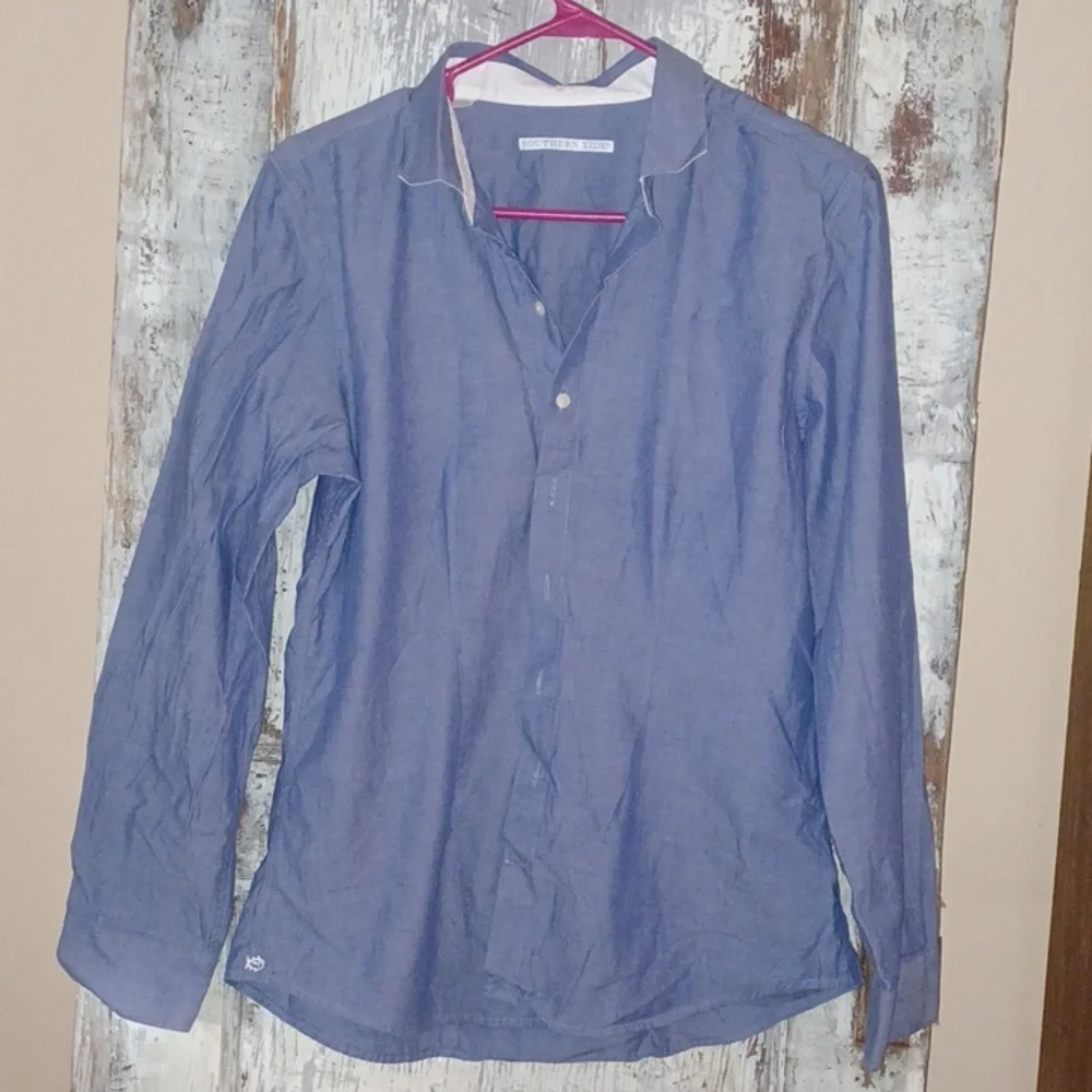 Southern Tide Blue Button Up Size 10 - Picture 1 of 4